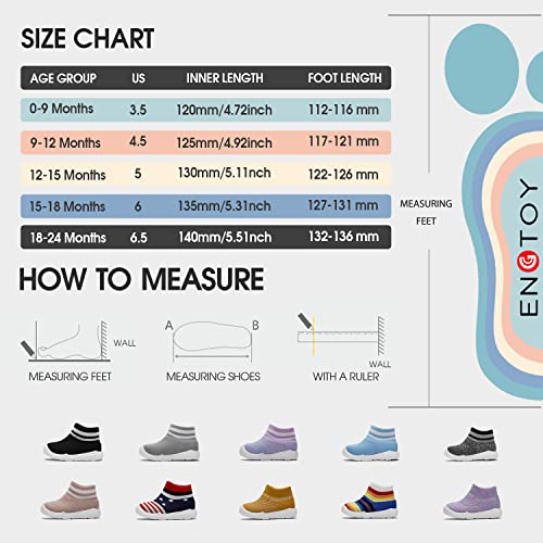 Engtoy Baby Sock Shoes Baby Walking Shoes Infant Non-Slip Breathable Slippers with Soft Rubber Sole Baby Boys Girls Slip On Sneakers