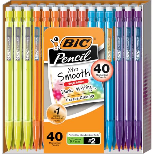 Amazon BIC Xtra Smooth Mechanical Pencil, 0.7 mm Medium Point, Refillable and Retractable, 40-Count Pack