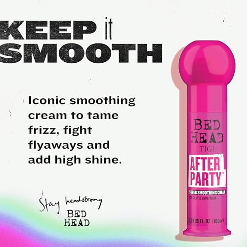 Amazon Bed Head by TIGI After Party Super Smoothing Cream – Anti Frizz hair styling product with humidity protection for frizzy, dull or coarse hair, 3.38 fl. oz.