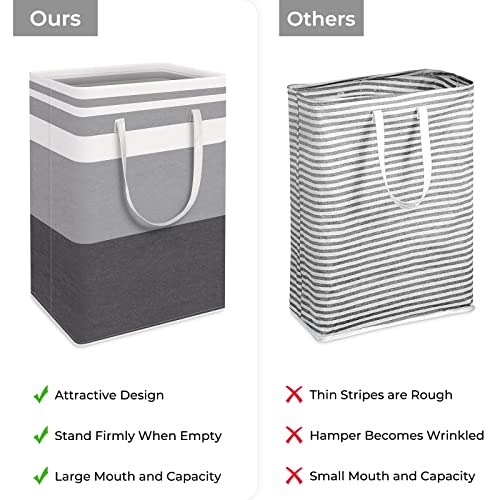 HomeHacks 1-Pack Large Laundry Basket,Waterproof, Freestanding Laundry Hamper, Collapsible Tall Clothes Hamper with Extended Handles for Clothes Toys in The Dorm and Family-(Gradient Grey, 75L)