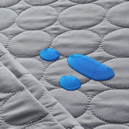 Crib Mattress Protector Sheets Waterproof 2 Pack, Quilted Crib Mattress Pad Cover Fitted Fits for Baby Toddler Bed Mattress, Grey & Pink, 52” x 28”