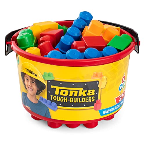 Tonka Tough Builders, Hard Hat, Building Block and Bucket playset– Made with Sturdy Plastic, Boys and Girls, Toddlers Ages 3+, Block playsets, Toddlers, Birthday Gift, Christmas, Holiday