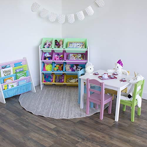 Humble Crew Kids Wood Table & 4 Chair Set Primary, White/Pastels