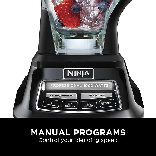 Ninja BL770 Mega Kitchen System, 1500W, 4 Functions for Smoothies, Processing, Dough, Drinks & More, with 72-oz.* Blender Pitcher, 64-oz. Processor Bowl, (2) 16-oz. To-Go Cups & (2) Lids, Black