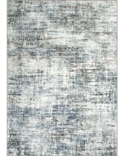 8x10 Area Rugs Washable Rug: Large Modern Abstract Living Room Rug Soft Anti-Skid Thin Carpet Indoor Floor Non-Shedding Carpets for Bedroom Dining Room Farmhouse Nursery Home Office Blue Multi