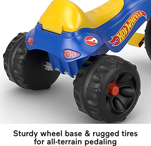 Fisher-Price Hot Wheels Toddler Tricycle Tough Trike Bike with Handlebar Grips & Storage for Preschool Kids Ages 2+ Years