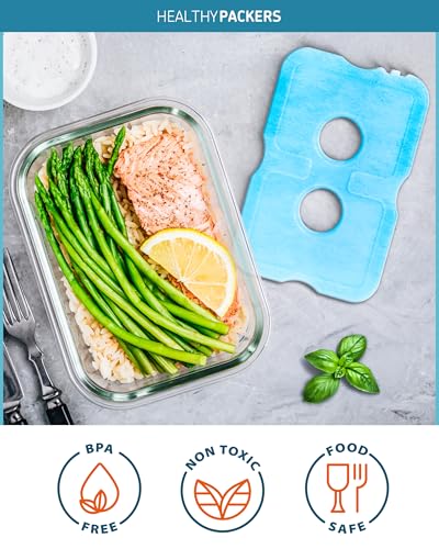 Amazon Healthy Packers Ice Packs for Lunch Boxes & Coolers - Freezer Packs - Original Cool Pack | Cooler Accessories for Beach, Camping & Fishing | Slim & Long-Lasting Reusable Ice Pack for Cooler
