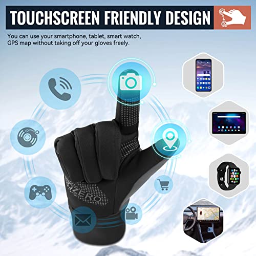 OZERO Winter Thermal Gloves Men Women Touch Screen Water Resistant Windproof Anti Slip Heated Glove Hands Warm for Hiking Driving Running Bike Cycling