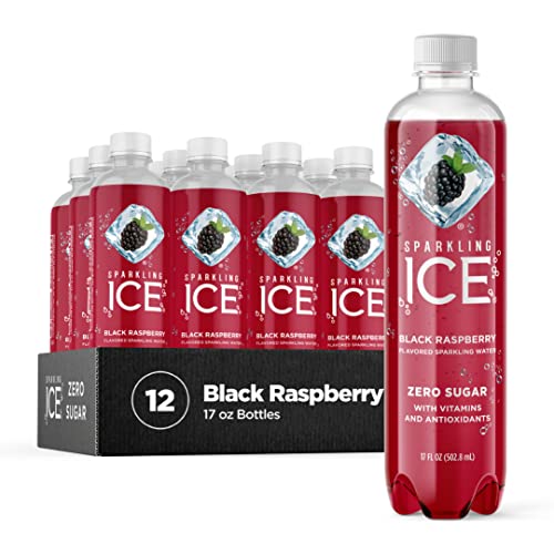 Sparkling ICE, Black Raspberry Sparkling Water, Zero Sugar Flavored Water, with Vitamins and Antioxidants, Low Calorie Beverage, 17 fl oz Bottles (Pack of 12)