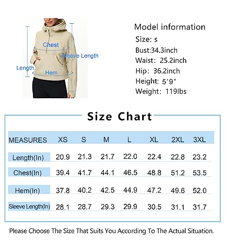 THE GYM PEOPLE Womens' Hoodies Half Zip Long Sleeve Fleece Crop Pullover Sweatshirts with Pockets Thumb Hole