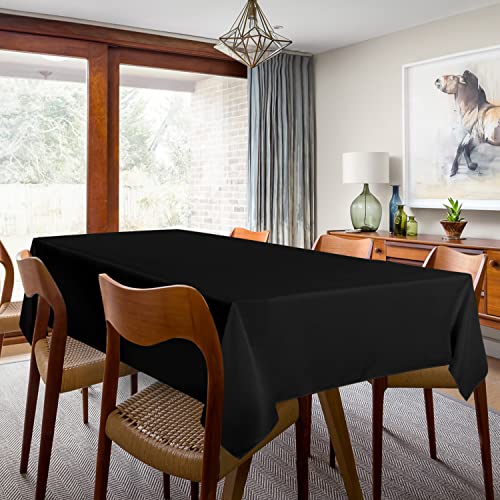 sancua 2 Pack Black Tablecloth 60 x 84 Inch, Rectangle 4 Feet Table Cloth - Stain and Wrinkle Resistant Washable Polyester Table Cover for Dining Table, Buffet Parties and Camping