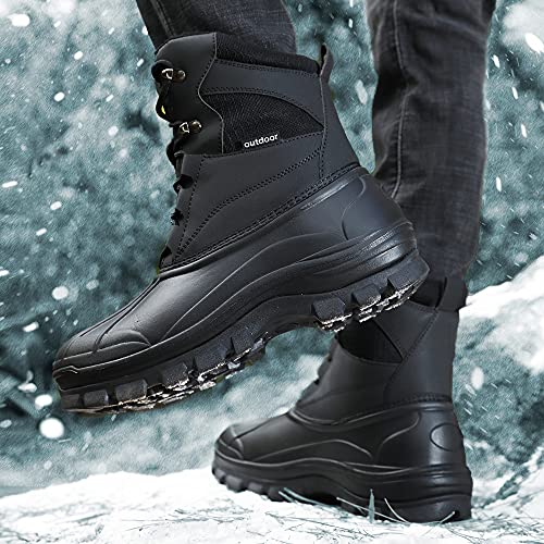 UPSOLO Mens Duck Boots Winter Snow Boot Waterproof Insulated Anti-Slip Fully Fur Lined Casual Lightweight