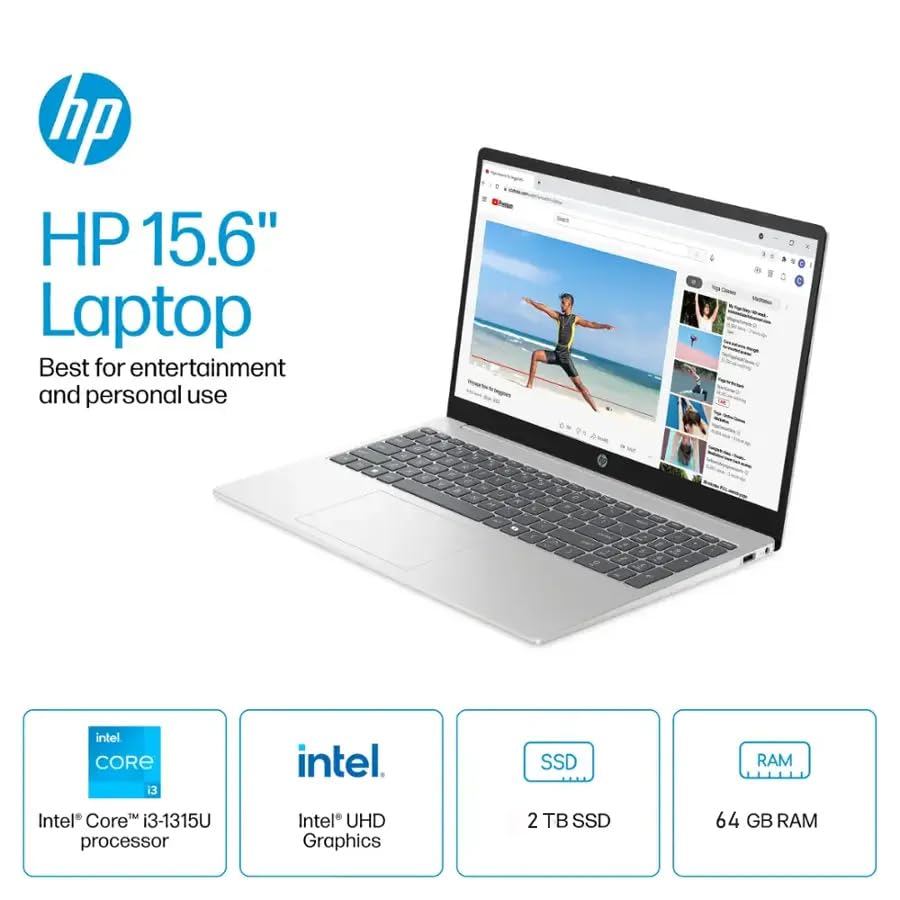 Amazon HP Flagship 15.6 Touchscreen Laptop Computer - w/MS Office Lifetime • Intel 13th Gen Core i3 (Up to 4.5GHz) • HD Touch Display • for Business & Student • AI Copilot • Win 11 Pro (32GB RAM | 1TB SSD)