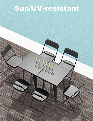 Nazhura Foldable Folding Chairs Plastic Outdoor/Indoor 650LB Weight Limit (Black, 4 Pack)