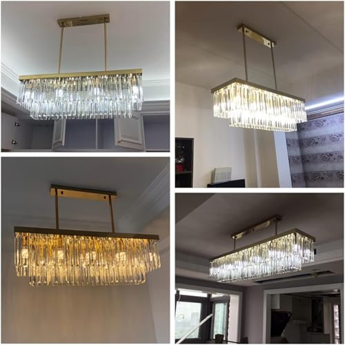 Modern Chandelier, Ceiling Light Ceiling Chandelier Lamp, Crystal Chandeliers Rectangle Chrome Gold Chandelier Compatible with Dining Room Bedroom, vintage chandeliers, Silver