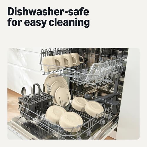 Amazon Amazon Basics Glazed Stoneware Dinnerware, Ceramic 12-Piece Set, 4 Full Place Settings, Dishwasher-Safe, Ivory