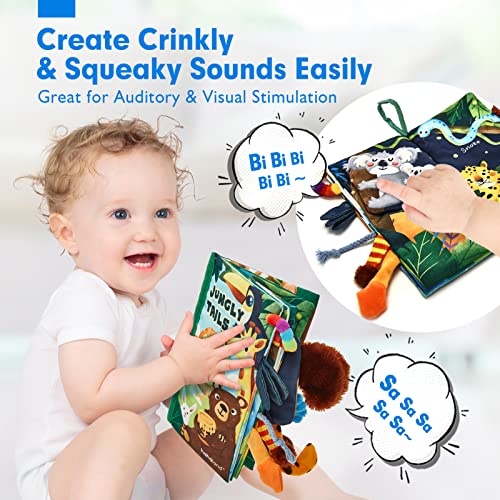 Baby Books 0-6 Months,Infant Tummy Time Toys High Contrast Sensory Baby Toys 6 to 12 Months Touch Feel Book Gift Christmas Stocking Stuffers for Boys Girls 0-3 Months Book Early Learning Stroller Toy