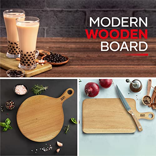 UPIT Wood Serving Tray - Cutting Boards with Handle - Serving Tray Serves for Cheese, Pizza & Fruits - Chopping Board for Meat & Fish - Cutting Boards for Kitchen & Housewarming Gift (Long Slim)