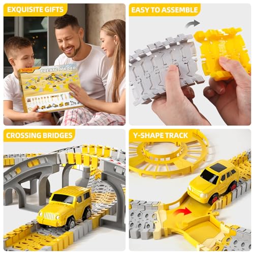 iHaHa Toddler Boy Toys for 3 4 5 6 Year Old, Total 236 PCS Construction Toys Race Tracks for Boys Kids Toys, Birthday Toys for 3 4 5 6 Year Old Boys Girls Kids