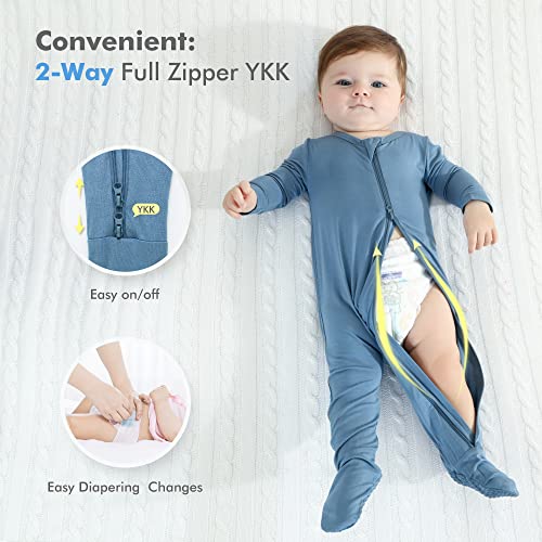 HAPIU Rayon from Bamboo Baby Footed Pajamas, 2 Way Zipper YKK, Footie Onesie for Baby Boy Girls, Newborn-24 Months