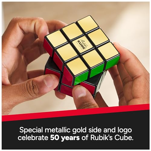 Rubik’s Cube, Special Retro 50th Anniversary Edition, Original 3x3 Color-Matching Puzzle Classic Problem-Solving Challenging Brain Teaser Fidget Toy, for Adults & Kids Ages 8+