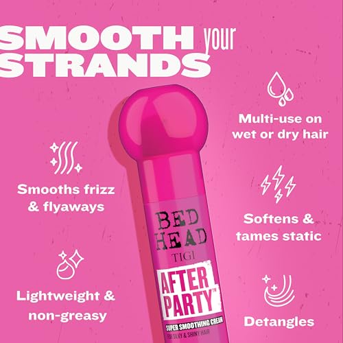 Amazon Bed Head by TIGI After Party Super Smoothing Cream – Anti Frizz hair styling product with humidity protection for frizzy, dull or coarse hair, 3.38 fl. oz.