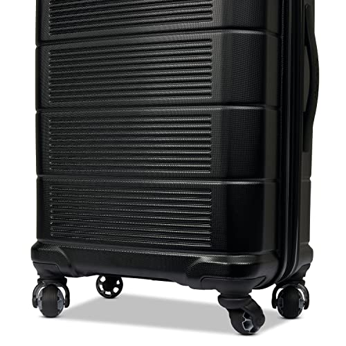 American Tourister Stratum 2.0 Hardside Expandable Luggage with Spinners, Jet Black, 2PC SET (Carry-on/Medium)