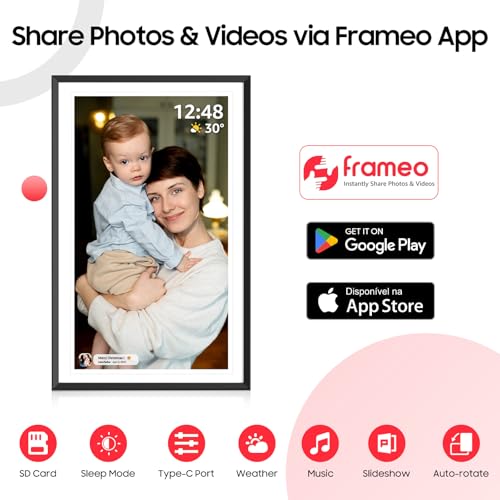 Amazon ApoloSign Digital Picture Frame 15.6 inch, WiFi Digital Photo Frame with 32GB Storage, 1920x1080 FHD IPS Touch Screen, Auto-Rotate, Easy Setup to Share Photos or Videos Instantly via Frameo App