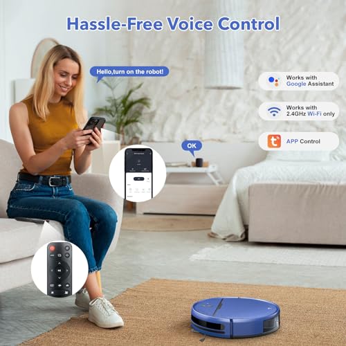 Clip coupon - 2 in 1 Mopping and Vacuuming Robot, Robot Vacuum and Mop Combo Compatible with WiFi/App, Robotic Vacuum Cleaner Self-Charging, Slim, Ideal for Pet Family, Hard Floor, Hair, Low Pile Carpet