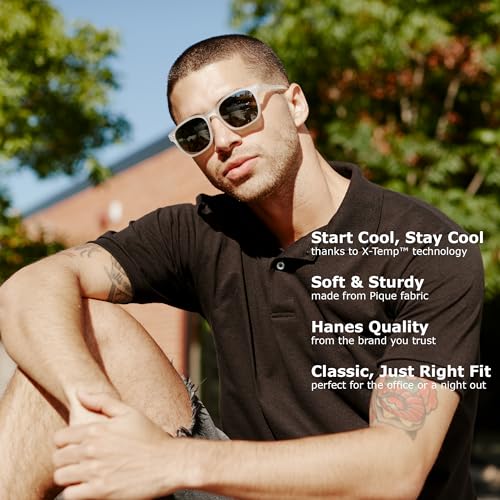 Amazon Hanes Men’s X-Temp Short Sleeve Polo Shirt, Midweight Men's Shirt