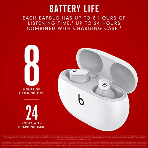 Amazon Beats Studio Buds - True Wireless Noise Cancelling Earbuds - Compatible with Apple & Android, Built-in Microphone, IPX4 Rating, Sweat Resistant Earphones, Class 1 Bluetooth Headphones - White
