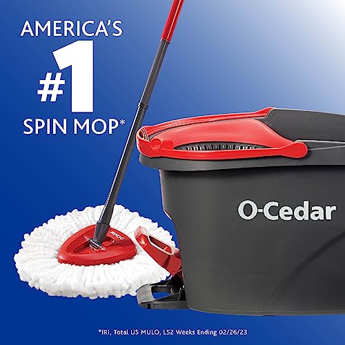 O-Cedar EasyWring Microfiber Spin Mop, Bucket Floor Cleaning System, Red, Gray