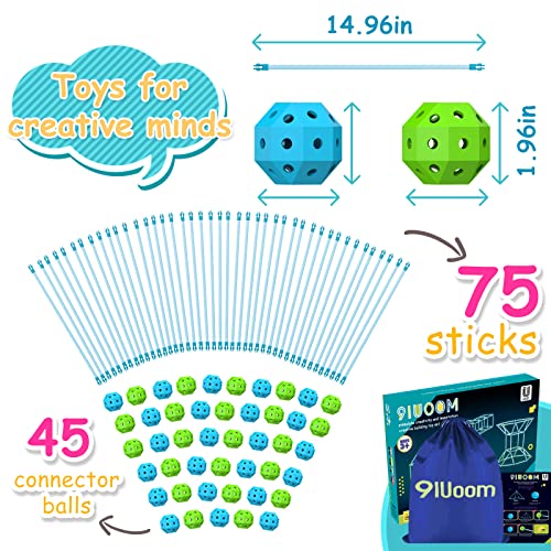 9IUoom Fort Building Kit for Kids 120 Pieces Glow in The Dark Air Forts Builder Gift Construction Toys for 3 4 5 6 7 8 9+ Years Old Boys Girls DIY Fun