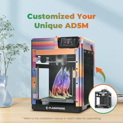 Amazon FLASHFORGE AD5M 3D Printer Fully Auto Calibration Print with 1-Click Max 600mm/s Speed, All-Metal CoreXY Structure Precise Printing, Easy-Maintenance Quick-Swap Nozzle, Print Size 220x220x220mm