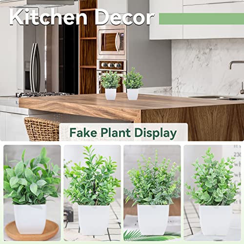 Amazon Der Rose 4 Pack Fake Plants Mini Artificial Greenery Potted Plants for Home Decor Indoor Office Table Room Farmhouse Bathroom Decor