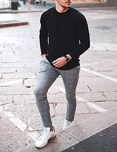 COOFANDY Men's Crew Neck Sweater Slim Fit Lightweight Sweatshirts Knitted Pullover for Casual Or Dressy Wear