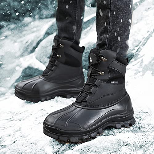 UPSOLO Mens Duck Boots Winter Snow Boot Waterproof Insulated Anti-Slip Fully Fur Lined Casual Lightweight