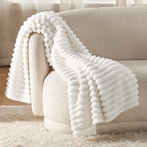 Amazon Bedsure White Throw Blanket for Couch - GentleSoft Cozy Blanket for Women, Cute Fleece Throws for Girls, Teacher Gifts Birthday Gifts for Women Men Mom, Room Home Dorm Decor, Off White, 50x60 Inches