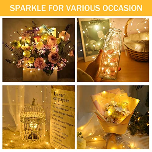 podiality 12 Pack Led Fairy Lights String Lights Battery Operated Fairy Lights Silver Wire 7 Feet 20 Led for Bedroom Party Wedding Christmas Garden Decor(Warm White)