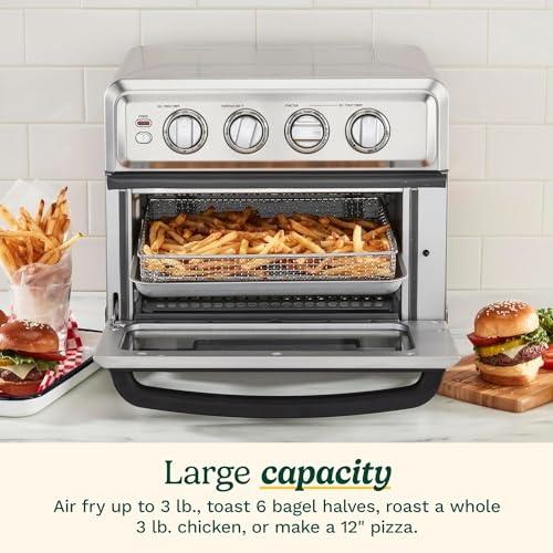 Cuisinart Air Fryer + Convection Toaster Oven, 8-1 Oven with Bake, Grill, Broil & Warm Options, Stainless Steel, TOA-70