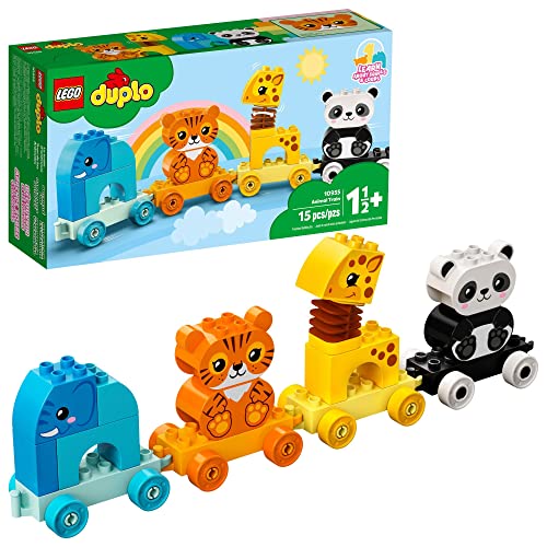 LEGO DUPLO My First Animal Train 10955, Toys for Toddlers and Kids 1.5-3 Years Old with Elephant, Tiger, Panda and Giraffe Figures, Learning Toy