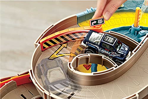 Matchbox Cars Playset, 4-Level Toy Garage & Tow Truck in 1:64 Scale, Kid-Powered Elevator, Car Repair Station & Spiral Ramp