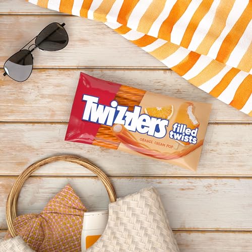 Amazon 12ct TWIZZLERS Filled Twists Orange Cream Pop Flavored, Chewy Candy Bags, 11 oz (12 Count)
