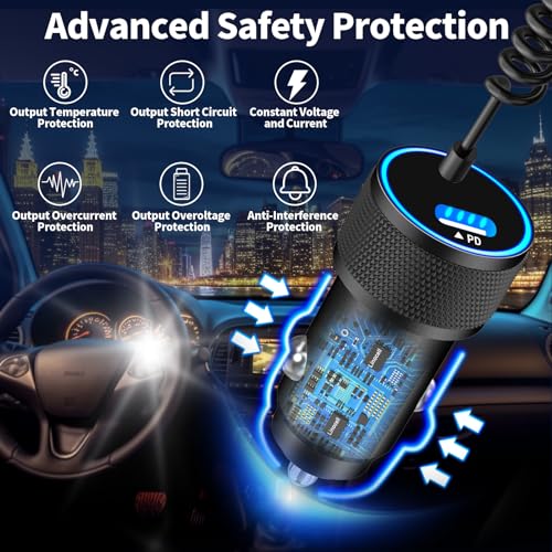 Amazon [Apple MFi Certified] iPhone 16 Fast Car Charger, Linocell 90W PD Car Power Cigarette Lighter USB-C Car Carplay Charger + 6FT Coiled Type-C Cable for iPhone 16/16 Pro/16 Plus/16 Pro Max/15/15 Pro/iPad