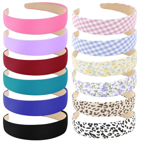 Amazon Wecoe 12pcs Wide Satin Headbands 1.2 Inch Thin Fabric Cloth Cute Boho Fashion Trendy Hair Accessories For Women Girls Diademas Para Mujer De Moda
