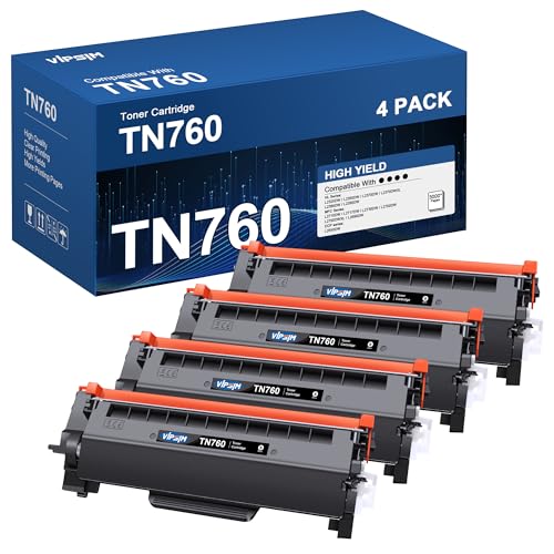 Amazon TN760 Toner for Brother Printer Replacement for Brother TN760 TN-760 TN730 TN-730 to use with DCP-L2550DW MFC-L2710DW MFC-L2750DW HL-L2350DW HL-L2370DW HL-L2395DW HL-L2390DW Printer (4 Black)