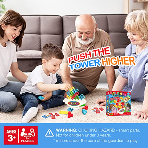 iYuePeng 32 Pcs Tetra Tower Games Balance Stacking Team Building Blocks Board Game for Kids & Adult, Drop The Pile of STEM Toys 2 Players, Family, Parties, Travel