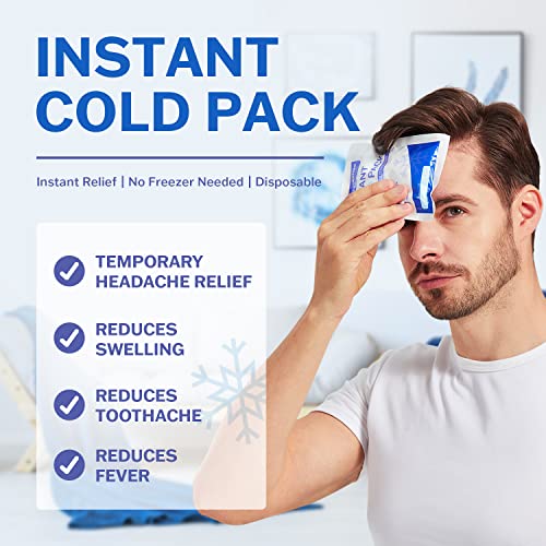 Amazon 50 Pack - Instant Cold Packs - Instant Ice Packs for Injuries | Disposable Cold Compress Ice Pack for Pain Relief, Swelling, Inflammation, Sprains, Toothache - Cold Pack for Athletes