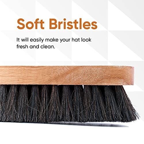 Hat Brush Horsehair Felt Hat Cleaner, Horse Hair Brush for Baseball Cap, Cowboy Hats, Shoes, and Clothes Brush, Soft Bristles Wooden Cleaning Brush, Durable Dust and Lint Remover - Superio