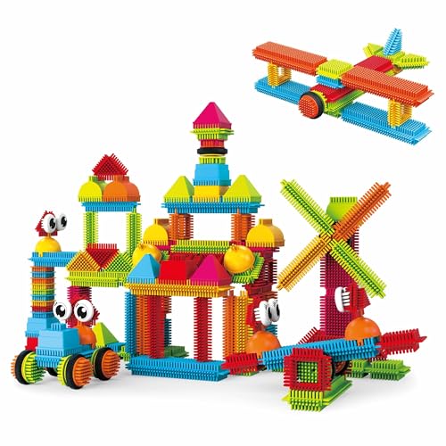 PicassoTiles PTB120 pcs Bristle Shape 3D Interlocking Building Blocks Accessories Tiles Construction Toy Set Learning Playset STEM Toy Set Educational Kit Child Development Preschool Kindergarten Toy